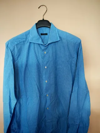 Camicia a quadretti azzurra