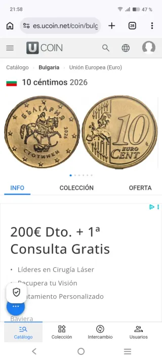 Moneda de 10 céntimos Bulgaria