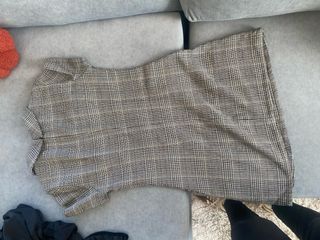 Vestido de cuadros gris y blanco