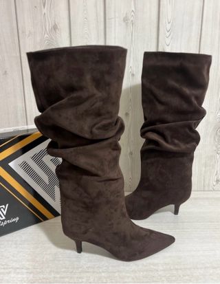 Stivali marroni scamosciati donna