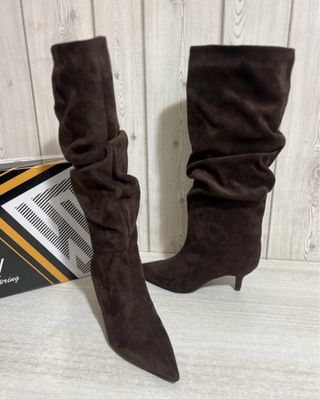 Stivali marroni scamosciati donna