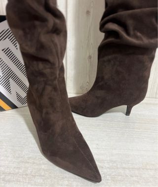 Stivali marroni scamosciati donna