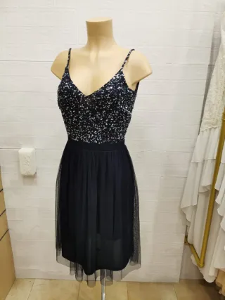 Vestido lentejuelas azul marino talla S