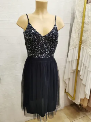 Vestido lentejuelas azul marino talla S