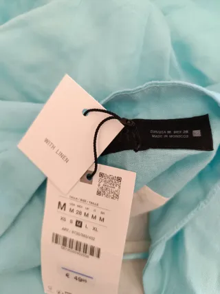 Vestido asimétrico midi lino turquesa