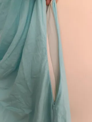 Vestido asimétrico midi lino turquesa