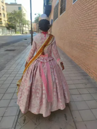 Traje Fallera Niña 9/10 años Rosa y Blanco plata
