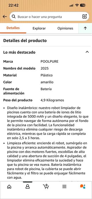 Robot Limpiafondos POOLPURE 2025