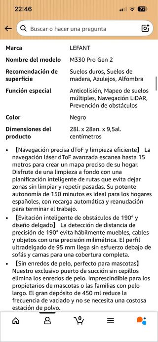 Lefant M330 Pro Robot Aspirador y Fregasuelos