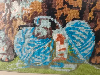 Quadro a mezzopunto con gatti cm 63x48