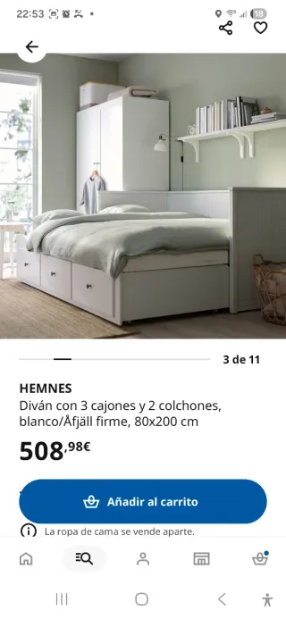 Cama Ikea Blanca con Cajones Hemnes.