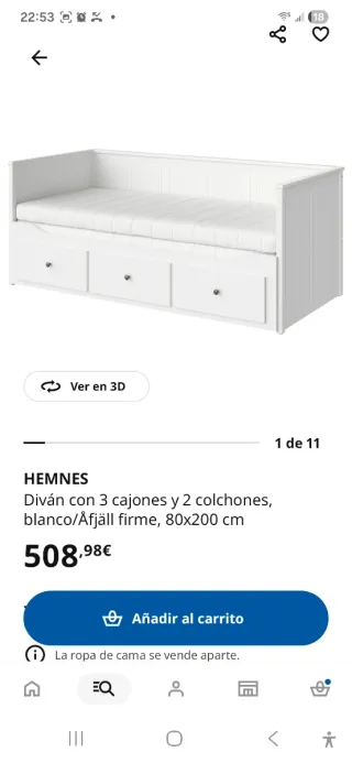 Cama Ikea Blanca con Cajones Hemnes.