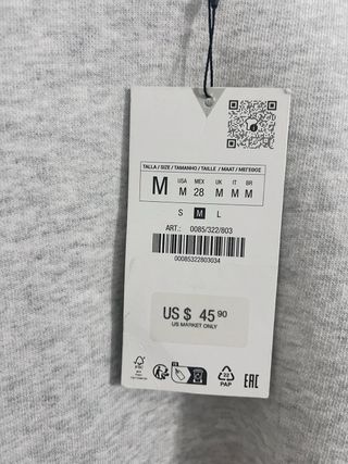 Talla M. Sudadera mujer ZARA “Marcello Velho”