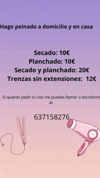 Peluqueria a domcilio o pide agenda tu cita
