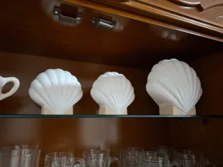 3 Conchas Cerámica Brillante Decorativas