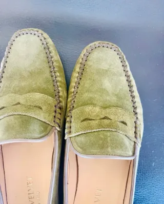 Mocasines serraje verde BLUE VELVET talla 39.5