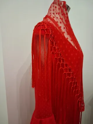 Traje de flamenca rojo volantes