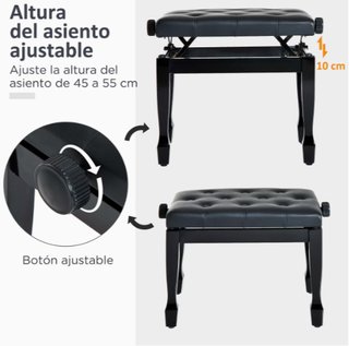 Banqueta de piano negra ajustable D2