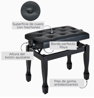 Banqueta de piano negra ajustable D2