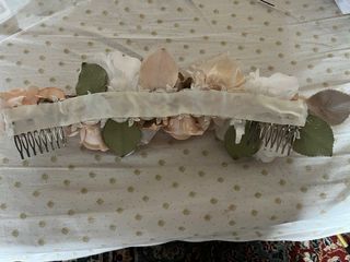 Corona Novia Boho Flores Rosa y Blanca