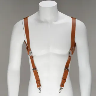 Bretelle pelle marrone imbracatura harness uomo sx