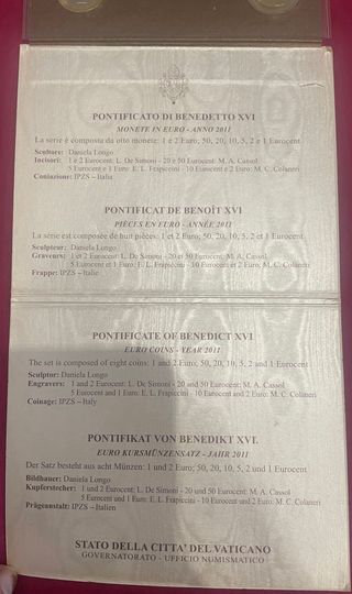 Cartera Vaticano Monedas Euro 2011