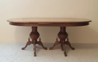 Mesa comedor ovalada extensible madera y cristal