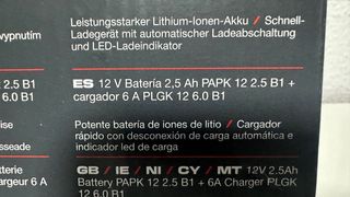 BATERIA Y CARGADOR PARKSIDE 12V 2,5AH PERFORMANCE