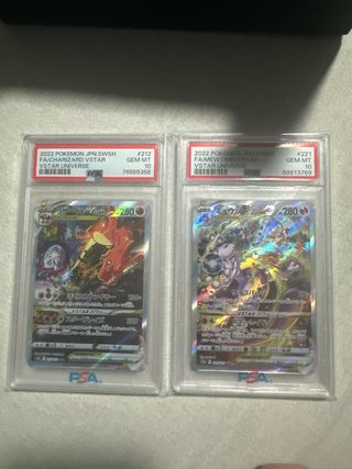 Charizard y Mewtwo PSA 10 VSTAR Universe