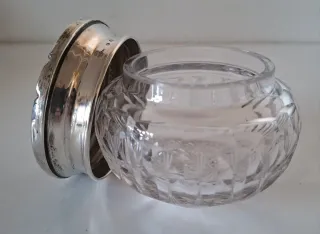 ANTIGUO JUEGO DE TOCADOR CRISTAL TALLADO Y PLATA