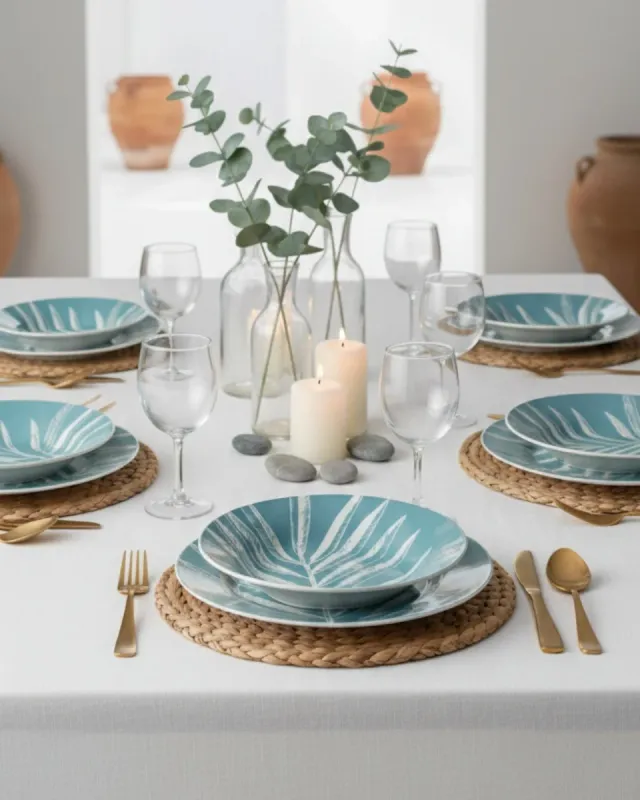 Servizio da tavola 18 pezzi blu e bianco