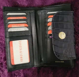 Cartera Devota & Lomba Piel Azul/Negra