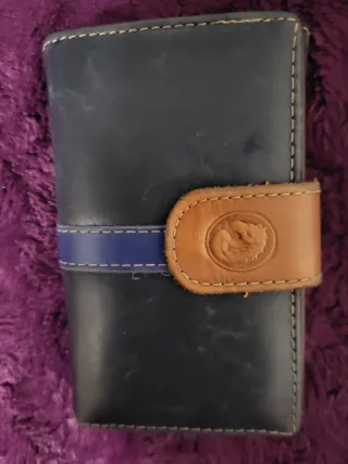 Cartera El Caballo Piel Negra con Raya Azul