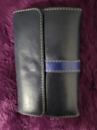 Cartera El Caballo Piel Negra con Raya Azul