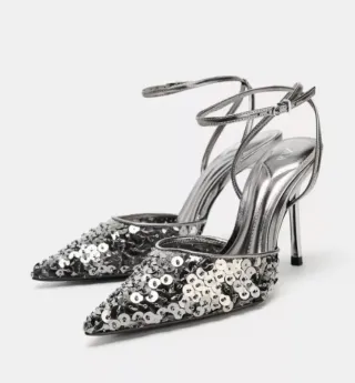 Zapato Tacón Lentejuelas Zara Talla 37