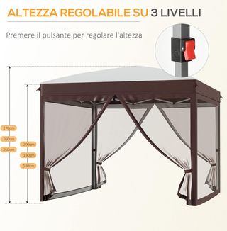 Gazebo pieghevole a scomparsa, gazebo da giardino 3x3 m con zanzariera e borsa con ruote, UV50+, colore crema
