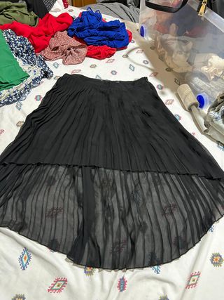 Falda Zara Plisada Negra Talla S