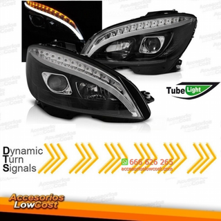 MB W204 07-10 FAROS TUBE LIGHT NEGROS CON INTERMI
