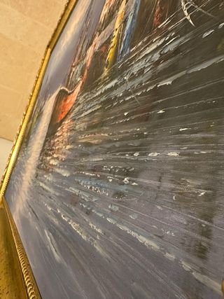 Dipinto con barche in porto