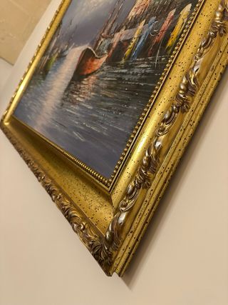 Dipinto con barche in porto