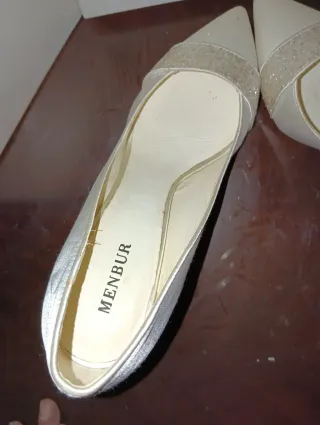 Zapatos de fiesta/novia Menbur plateados y blancos