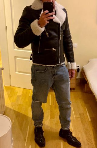 Cazadora Biker Piel Diesel Negra