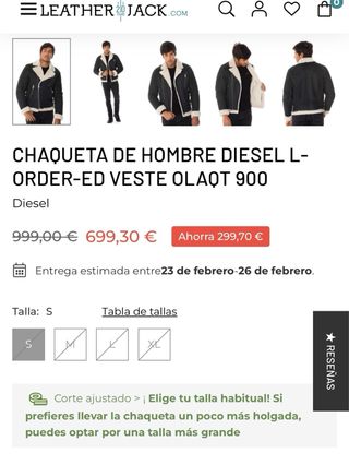 Cazadora Biker Piel Diesel Negra