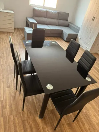 Mesas de comedor cristal con sillas - NUEVOS