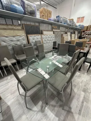 Mesas de comedor cristal con sillas - NUEVOS
