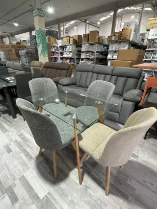 Mesas de comedor cristal con sillas - NUEVOS