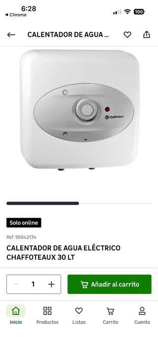 Calentador Eléctrico Agua 30L Chaffoteaux