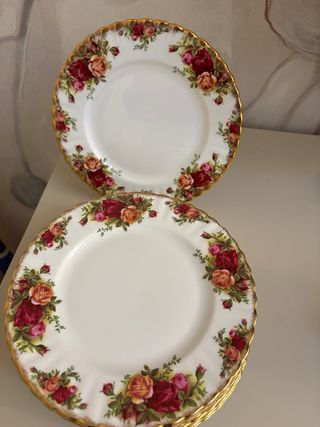 6 Piatti piani in porcellana con bordo oro Piatto