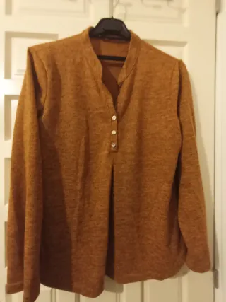 Blusa manga larga cuello mao