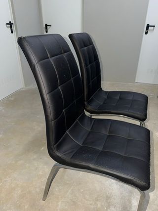 Conjunto 6 Sillas Negras Piel Sintética